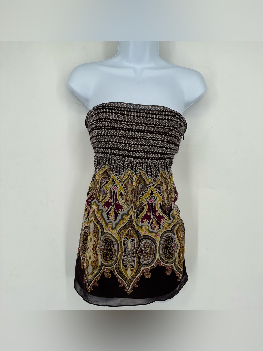 Vintage Y2K Ted Baker 2 Silk Strapless Top Paisley Blouse Fairy Sexy Feminine